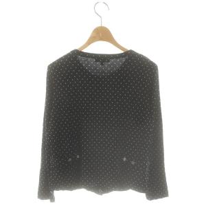 agnes b. ロゴボタン ドット カーディガン クルーネック T2 黒 ブラック /AT OS