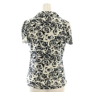 agnes b. バラ柄 半袖 ブラウス 総柄 1 白 ホワイト 黒 ブラック /AT OS