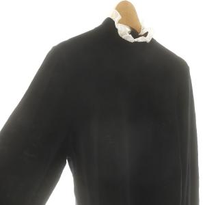 agnes b. シルク混 フリル ハイネックニット セーター 長袖 1 黒 ブラック /AT OS