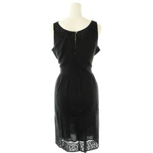 agnes b. 刺繍 ノースリーブ ワンピース ひざ丈 36 黒 ブラック /AT OS