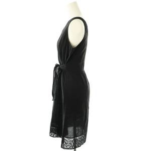 agnes b. 刺繍 ノースリーブ ワンピース ひざ丈 36 黒 ブラック /AT OS