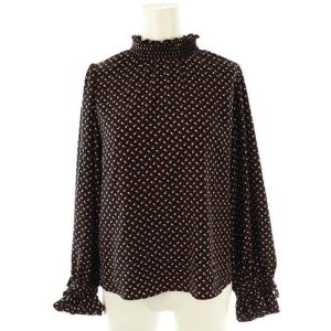 CHEMISE ツインドットブラウス 長袖 36 紺 ネイビー /AT OS