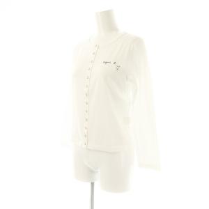 agnes b. プレッション ロゴ カーディガン クルーネック 1 白 ホワイト /AT OS