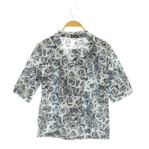 agnes b. バラ柄 半袖 シャツ オープンカラー 36 グレー /MY OS