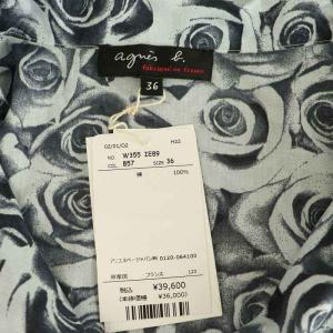 agnes b. バラ柄 半袖 シャツ オープンカラー 36 グレー /MY OS