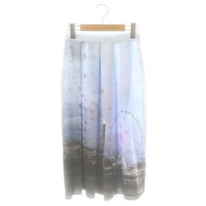 転写 タックスカート フレア ミモレ ロング 36 水色 /AT OS