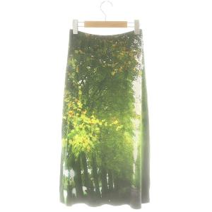 agnes b. 転写 ロングスカート フレア ミモレ ロング 1 緑 グリーン /AT OS