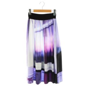 転写 タックスカート ギャザー ミモレ ロング 1 紫 パープル /AT OS