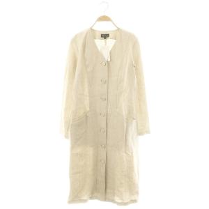 24SS リネン ロング ノーカラーコート 36 生成り /MI OS