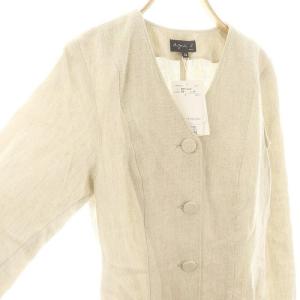 agnes b. 24SS リネン ロング ノーカラーコート 36 生成り /MI OS