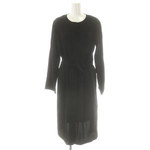 24SS シャツワンピース ひざ丈 リボンベルト付き 36 ブラック /DF OS