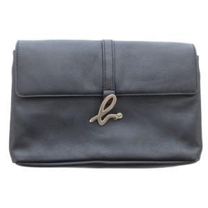 ショルダーバッグ レザー フラップ ロゴ 黒 ブラック /JS
