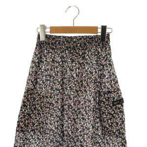 agnes b. ロングスカート フレア 花柄 コットン 1 紺 マルチカラー /NR OS