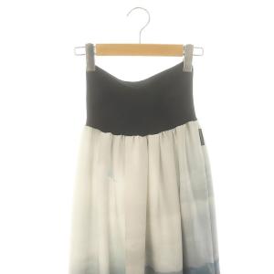 agnes b. PRESTIGE 転写 タックスカート ギャザー ミモレ ロング 1 グレー 黒 ブラック /AT OS