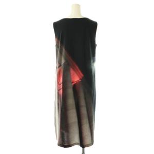 agnes b. 転写 ノースリーブ ワンピース ミモレ ロング コットン 1 紺 マルチカラー /NR OS