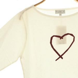 agnes b. ハート 長袖 カットソー Tシャツ ロンT コットン 1 オフホワイト /NR OS