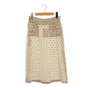 ロングスカート フレア 花柄 36 ライトベージュ /NR OS