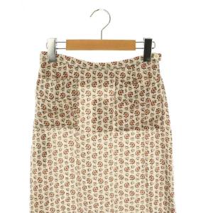 agnes b. ロングスカート フレア 花柄 36 ライトベージュ /NR OS