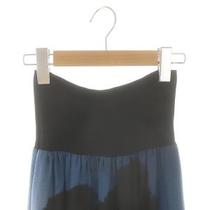 agnes b. プレステージ PRESTIGE 転写 タックスカート Aラインスカート ひざ丈 1 ブラック ブルー /DF