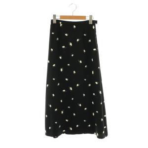 総柄 ロングスカート Aラインスカート 36 ブラック /DF OS