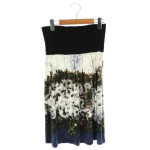転写 花柄 タックスカート 膝丈 フレア 1 マルチカラー /NR OS