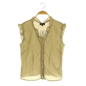 フリル ノースリーブ ブラウス Vネック 36 ベージュ /MY OS