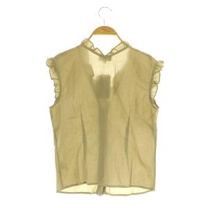 agnes b. フリル ノースリーブ ブラウス Vネック 36 ベージュ /MY OS