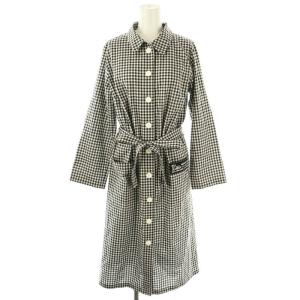 23SS ギンガムチェック シャツワンピース ミモレ ロング 36 黒 ブラック 白 ホワイト /AT