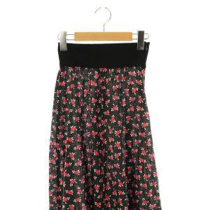 agnes b. 23AW バラ柄 ロングスカート フレア 花柄 コットン 1 黒 赤 白 /NR OS