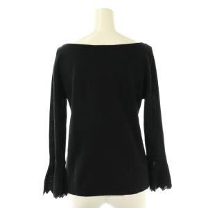 agnes b. 25SS 7分袖 プルオーバー Chantilly ニット セーター シルク リネン混 1 黒 /NR