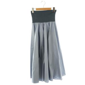 ウエストリブ ロングスカート フレア コットン 36 ライトブルー /NR OS