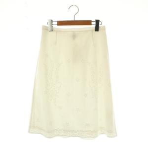刺繍膝丈スカート フレア 36 オフホワイト /DO OS