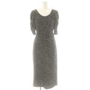 総柄 半袖 ワンピース ロング 1 ブラック /DF OS