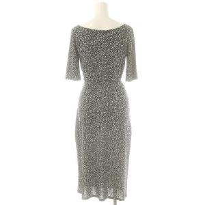 agnes b. 総柄 半袖 ワンピース ひざ丈 1 ブラック /DF OS