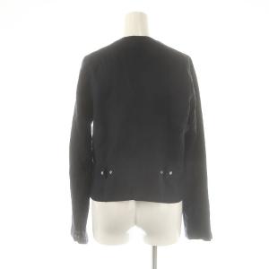 agnes b. プレッション リネン 長袖 シャツ Vネック 36 紺 ネイビー /AT OS