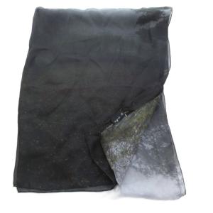 agnes b. タグ付き ストール 転写 絹 シルク 黒 ブラック /JS