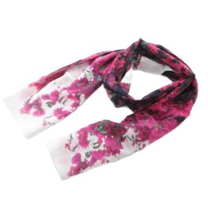 タグ付き ストール 転写 花柄 ピンク /JS