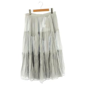 ティアードスカート ロング フレア コットン 36 ライトグレー /NR OS