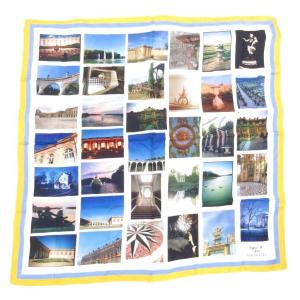 タグ付き スカーフ 絹 シルク 転写 黄 イエロー /JS