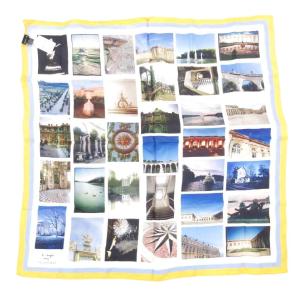 agnes b. タグ付き スカーフ 絹 シルク 転写 黄 イエロー /JS