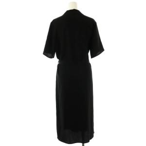 agnes b. 25SS フロントボタンデザイン シャツワンピース ウエストリボン付き 36 黒 /MI OS