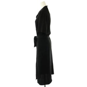 agnes b. 25SS フロントボタンデザイン シャツワンピース ウエストリボン付き 36 黒 /MI OS