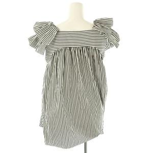 René ショルダーフリル ストライプブラウス プルオーバー 34 ホワイト ブラック 5421210 /HK OS