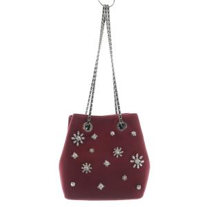 Pochette ビジュー ベロア バッグ ショルダーバッグ ピンク /SR38