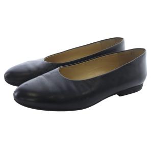 レザーフラットシューズ パンプス 25cm 黒 ブラック /SR36 SH