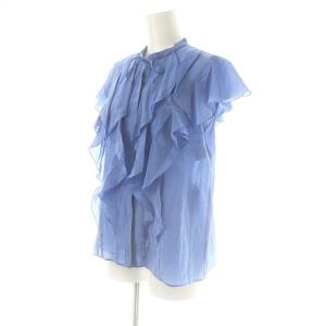 ANAYI ライトローンスタンドラッフルブラウス 36 ブルー /DF OS SH