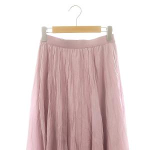 ANAYI ギャザーフレアロングスカート 36 ラベンダーピンク /DF OS SH