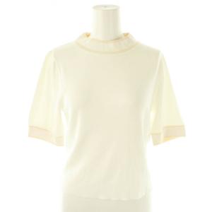 23SS モックネック半袖ニット プルオーバー 36 ホワイト /DF OS SH