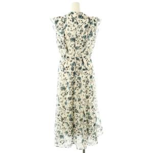 ANAYI 24AW ボタニカルローンプリント ラッフル袖 ワンピース 38 ホワイト