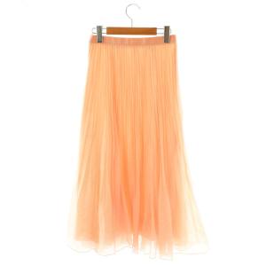 ANAYI 23SS スパンオーガンジープリーツ スカート ロング 36 サーモンピンク /DF OS SH